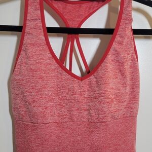 Large PINK Women's Red Heathered Sports Bra